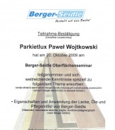 Certyfikat uczestnictwa Berger-Seidle